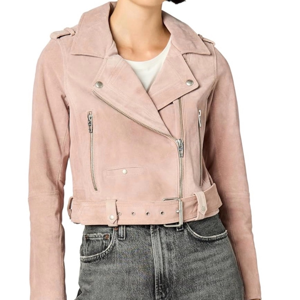 Blank NYC Dusty Pink Suede  Leather Moto Jacket. LIKE NEW!!